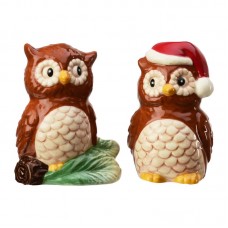 Global Amici Season Christmas Owls 2 Piece Salt and Pepper Shakers Set GAM2663